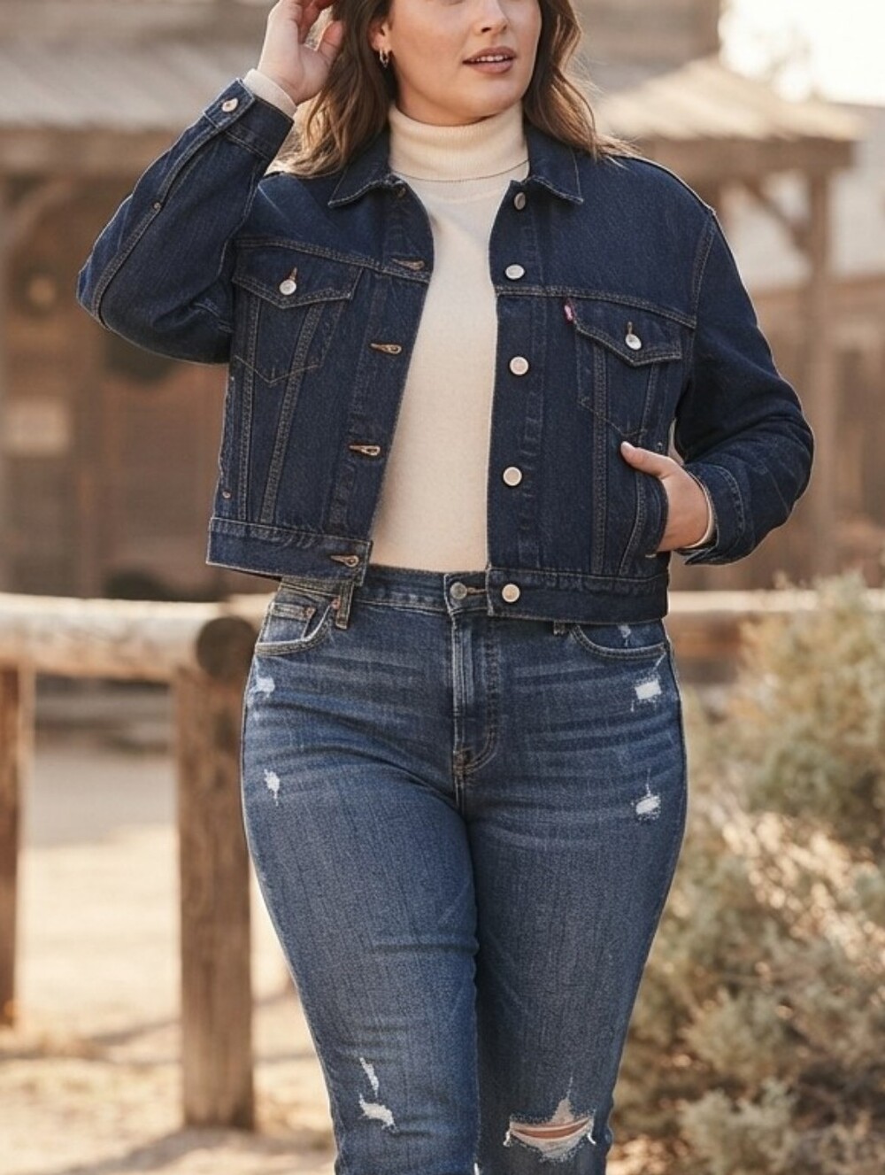 Levi's Dark Indigo Denim Trucker Jacket Womens XL Relaxed Western NWT